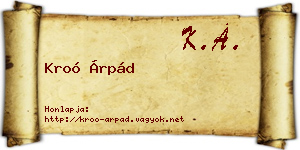 Kroó Árpád névjegykártya